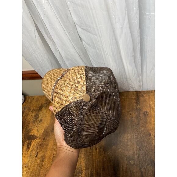 JUSTIN BOOTS Cap / Baseball / Hat “Woven Straw” SnapBack Brown One Size - Picture 7 of 11